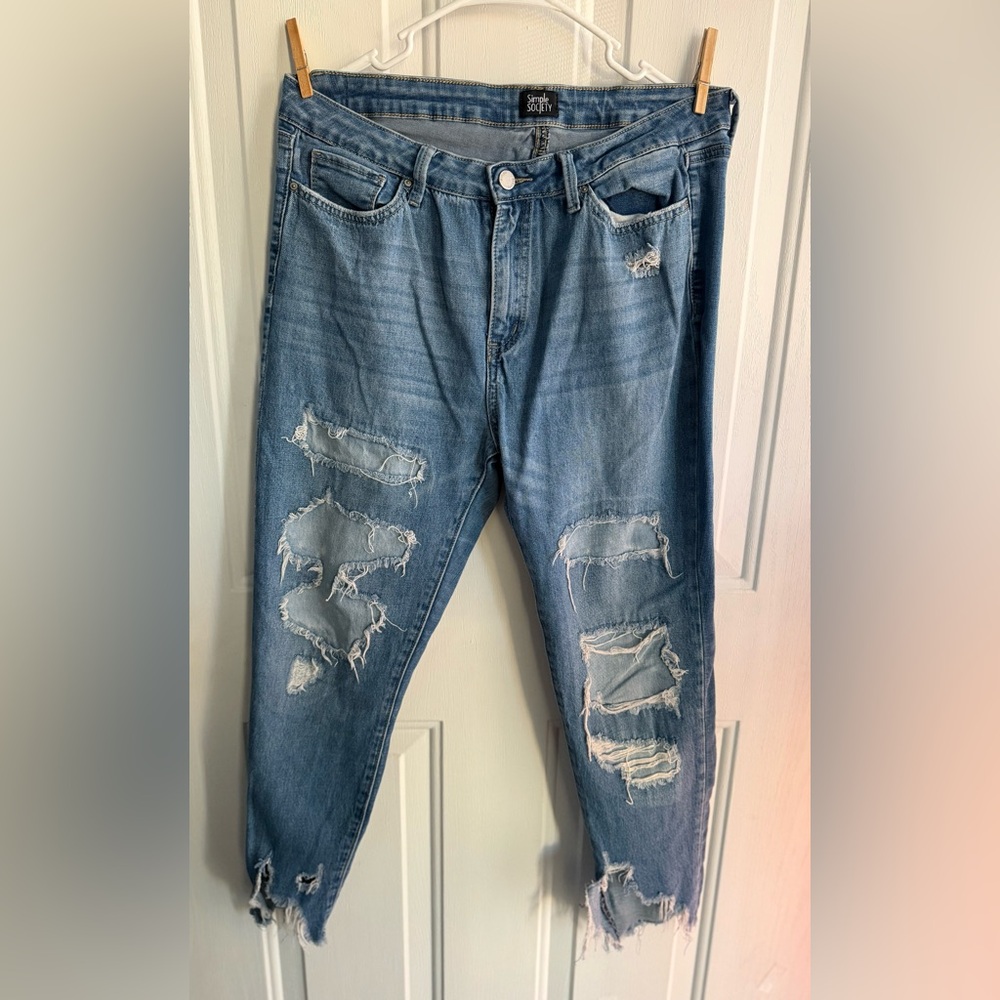 SIMPLE SOCIETY Distressed Ripped Women’s Jeans Blue Size 15/32